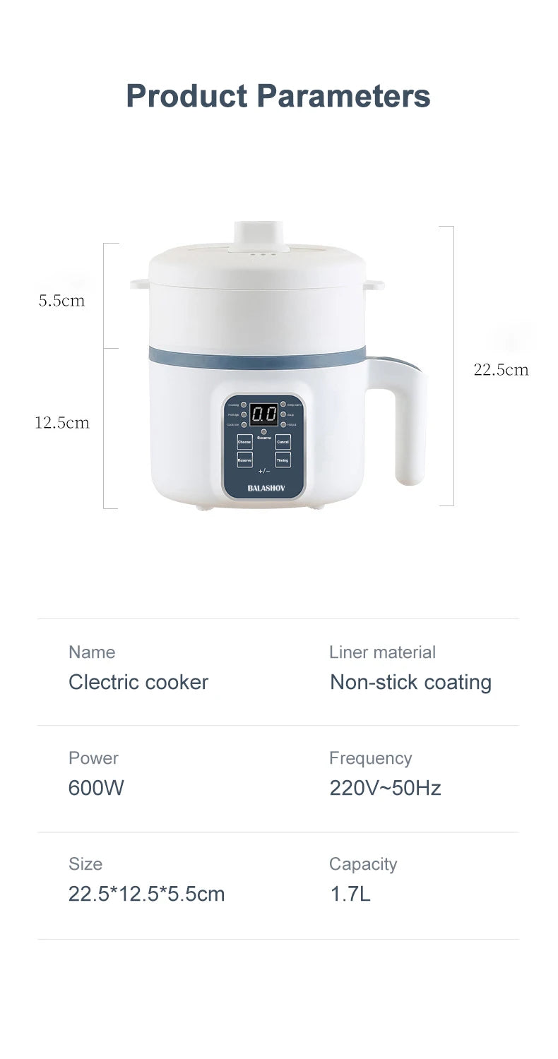 2-in-1 Electric Rice Cooker & Eco-Friendly Steamer