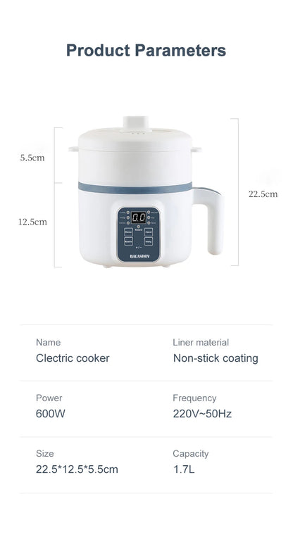 2-in-1 Electric Rice Cooker & Eco-Friendly Steamer