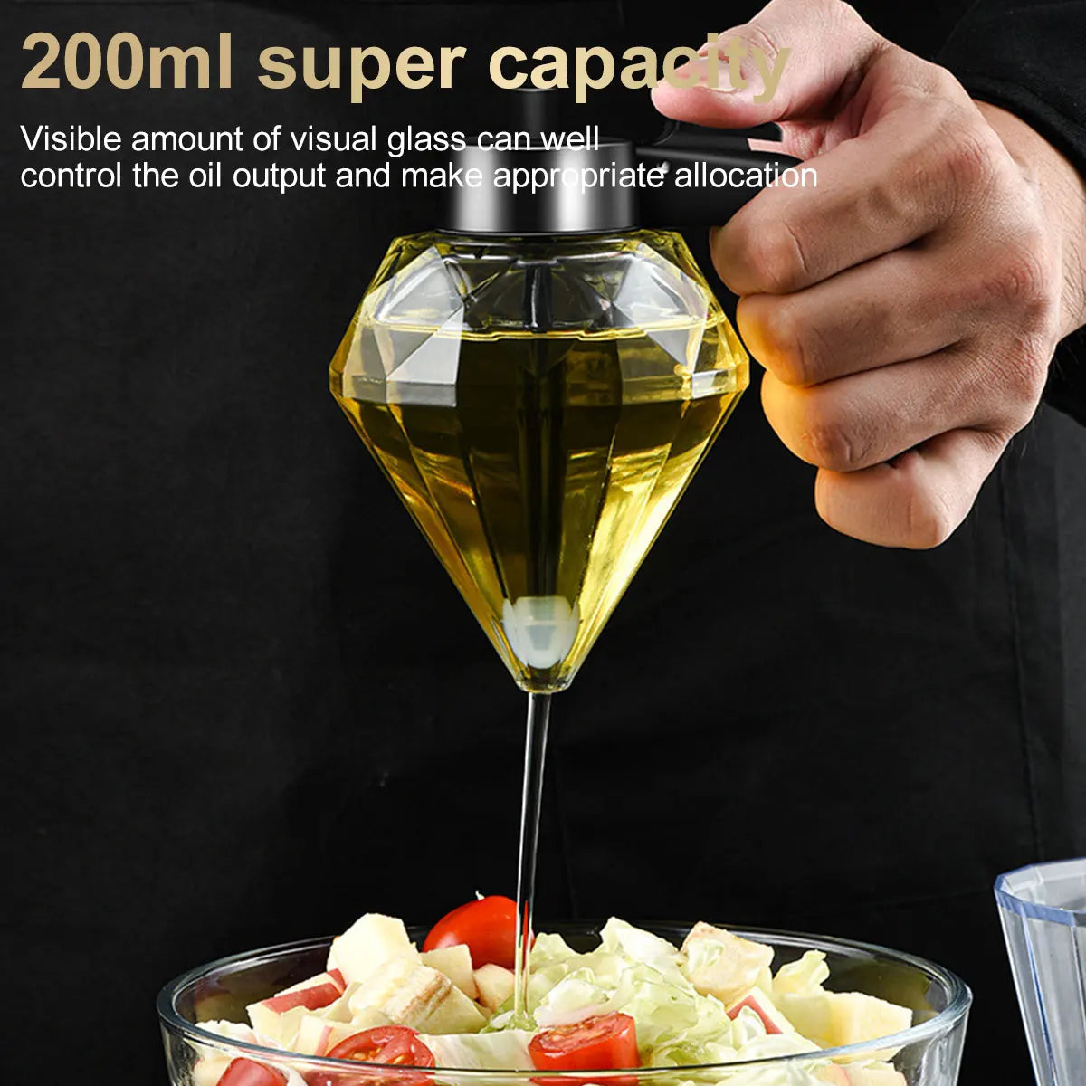 CrystalFlow – Diamond Glass Honey & Oil Dispenser with Stand (200ml)