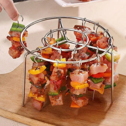 GrillMaster – Stainless Steel Skewer Rack for BBQ & Air Fryer Grilling