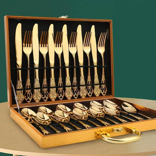 Elegant Stainless Steel Cutlery Set - Retro Design