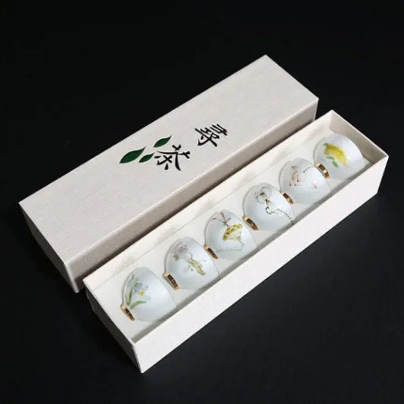 Oriental Elegance – 6-Piece Ceramic Tea & Espresso Cup Set with Gift Box