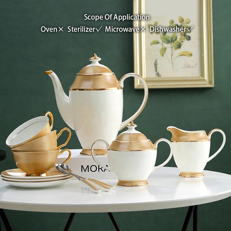 RoyalElegance – Luxury Gold Bone China Coffee & Tea Set