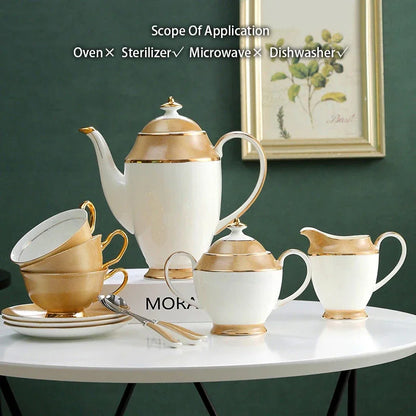 RoyalElegance – Luxury Gold Bone China Coffee & Tea Set
