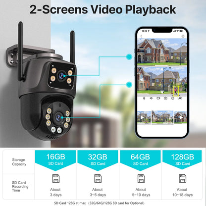 4K Dual-Lens PTZ Security Camera – 8MP HD, AI Tracking & 360° Coverage