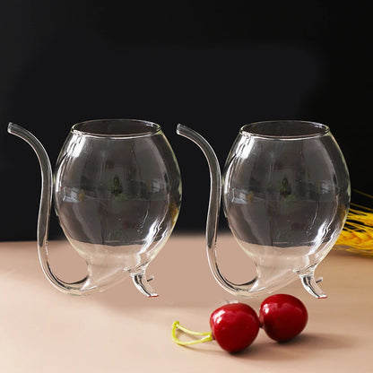 Creative Suction Tube Wine Glass – 300ml Heat-Resistant Borosilicate Glass