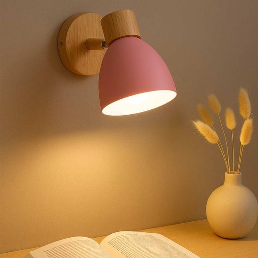 NordicGlow™ Wooden Wall Lamp – Macaron Colours, Adjustable Head